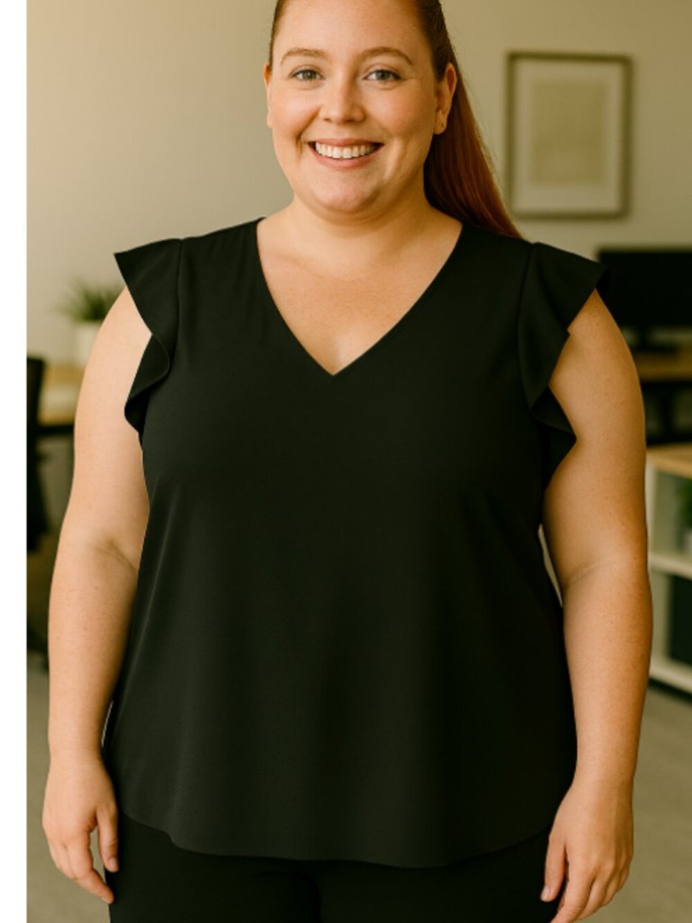 NWOT- City Chic Black V-neck Blouse- Size 12 (XXS)